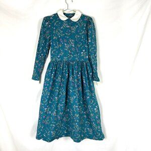 Laura Ashley Vintage Long Sleeve Cotton Wool Floral Dress 10